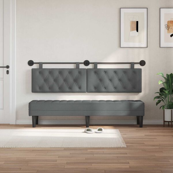 vidaXL Testata appesa Grigio scuro 190 x 55 x 7 cm Tessuto