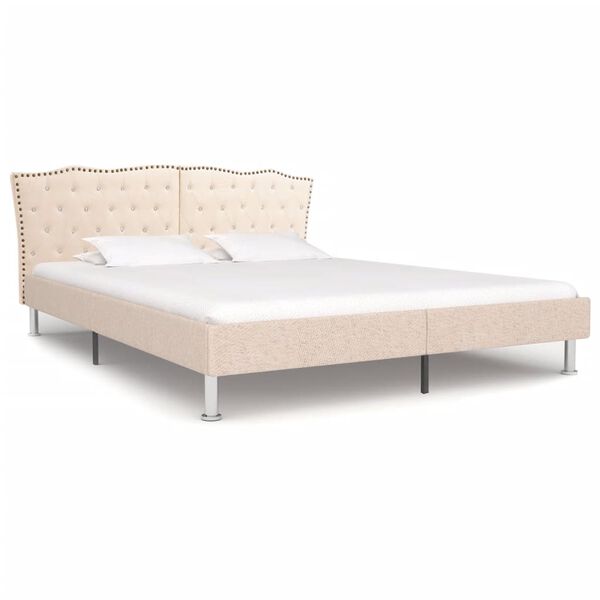 vidaXL Letto con Materasso Memory Foam Tessuto Beige 180x200 cm