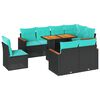 vidaXL Set Divani da Giardino 9 pz con Cuscini Nero in Polyrattan