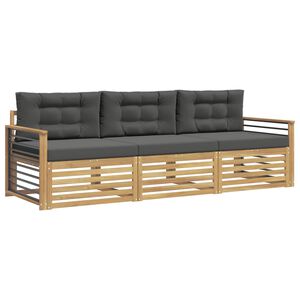 vidaXL Set di divani da esterno 3 pz Bianco e Antracite Poliestere