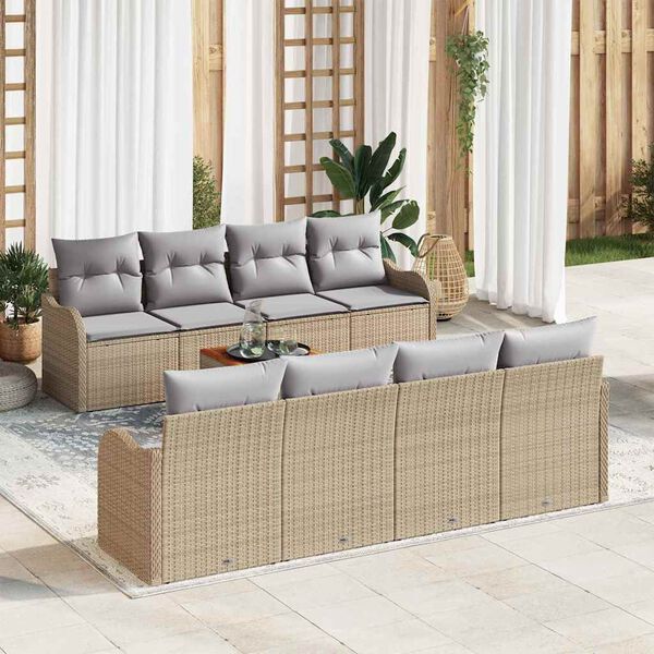 vidaXL Set Divano da Giardino 9 pcs Beige e Grigio Chiaro polyrattan