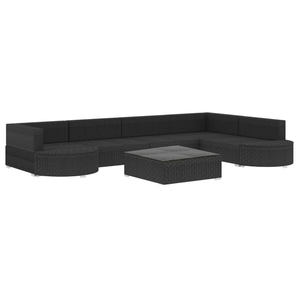 vidaXL Set Divani da Giardino 8 pz con Cuscini in Polyrattan Nero