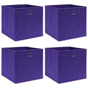 vidaXL Contenitori 4 pz in Tessuto non Tessuto 28x28x28 cm Viola