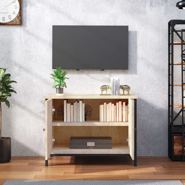 vidaXL Mobile TV con Ante Rovere Sonoma 60x35x45 cm Legno Massello di Acacia