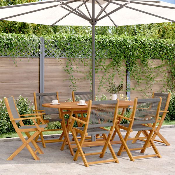 vidaXL Set da Pranzo da Giardino 7 pz Polipropilene e Legno Massello