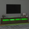 vidaXL Mobile Porta TV con Luci LED Rovere Marrone 210x35x40 cm