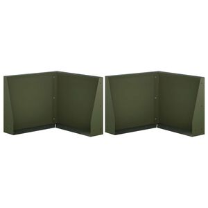 vidaXL Muro di contenimento 2 pz 50 x 50 x 40 cm Acciaio Verde Oliva