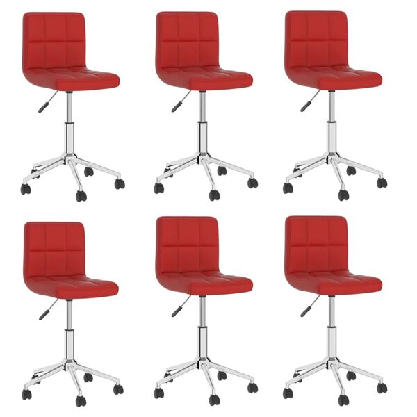 vidaXL Sedie da Pranzo Girevoli 6 pz Rosso Vino in Similpelle