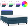 vidaXL Letto a Molle con Materasso e LED Blu Scuro 120x210 cm in Velluto