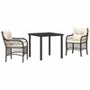 vidaXL Set da Pranzo per Giardino 3 pz Marrone polyrattan