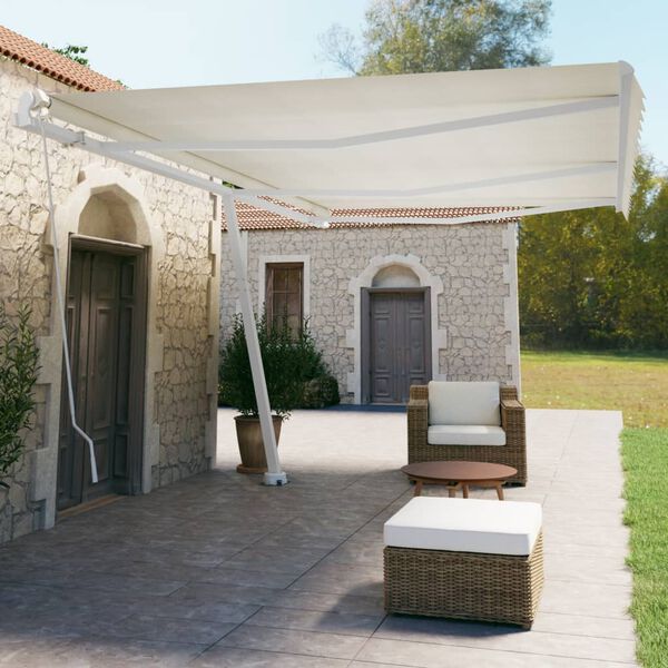 vidaXL Tenda da Sole Autoportante Manuale 600x350 cm Crema
