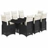 vidaXL Set Bistr&ograve; da Giardino 9 pz con Cuscini in Polyrattan Nero