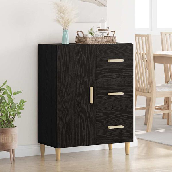 vidaXL Credenza Rovere nero 34 x 69.5 x 90 cm Legno multistrato
