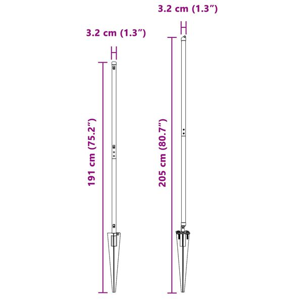vidaXL Palo della recinzione 52 pcs Grigio 3,2 x 3,2 x 160 cm Acciaio