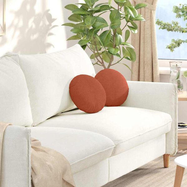 vidaXL Cuscini per Seduta 2 pcs Rosso Arancio &Oslash; 30 cm Tessuto in Cords