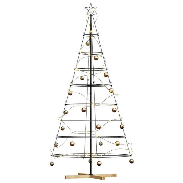vidaXL Albero a Cono di Natale con supporto Nero 210 cm Acciaio
