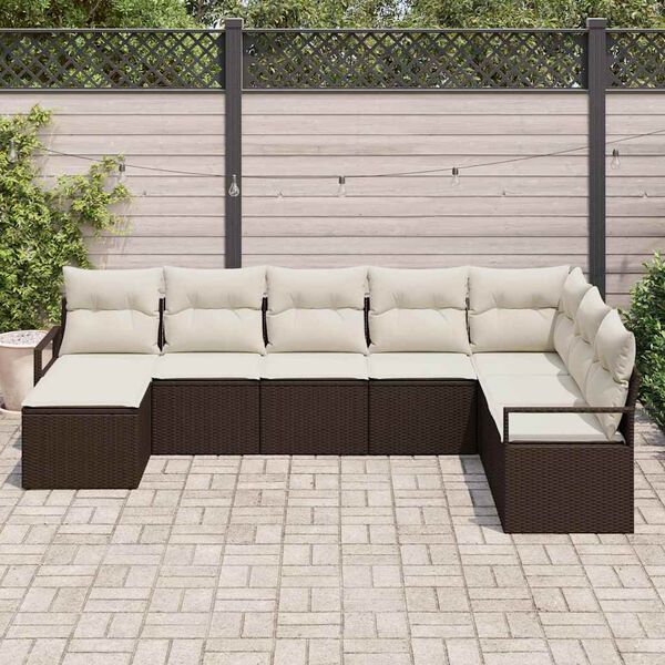 vidaXL Set Divano da Giardino 8 pcs Marrone Poly Rattan