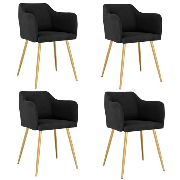vidaXL Sedie da Pranzo 4 pz Nere in Velluto