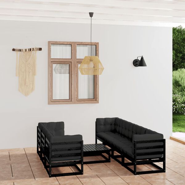 vidaXL Set Divani da Giardino 8 pz con Cuscini Legno Massello di Pino