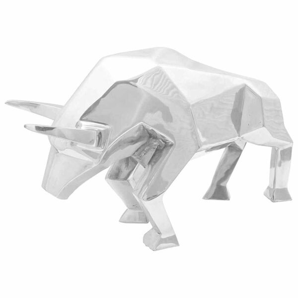 vidaXL Scultura di toro Argento 74 x 23 x 39 cm Alluminio