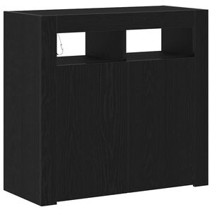 vidaXL Credenza Rovere Nero 80 x 35 x 75 cm Legno multistrato