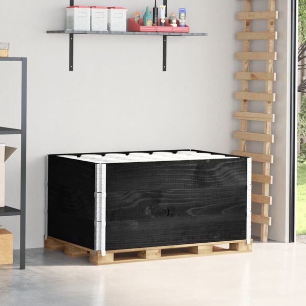 vidaXL Paretali per Pallet 3 pz Neri 120x80cm Legno Massello di Pino