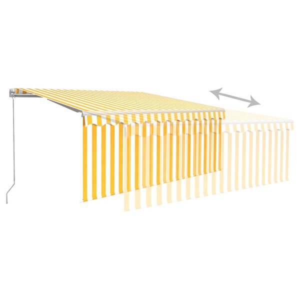 vidaXL Tenda da Sole Retrattile Parasole LED 3,5x2,5m Gialla e Bianca