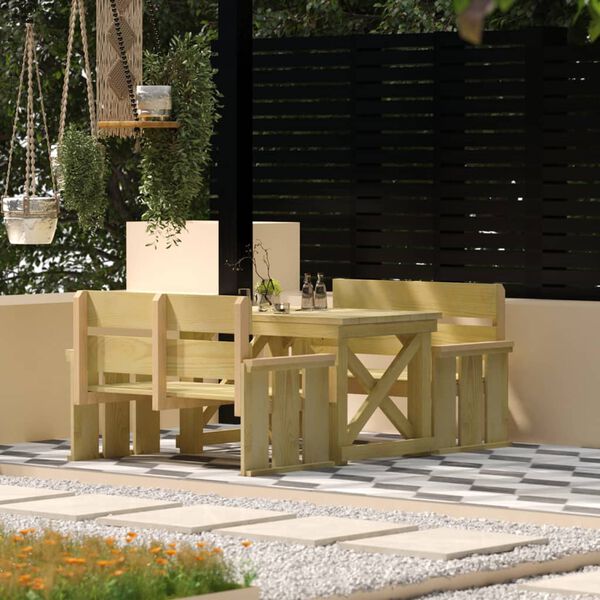 vidaXL Set da Pranzo da Giardino 3 pz in Legno di Pino Impregnato