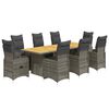 vidaXL Set Bistr&ograve; da Giardino 9 pz con Cuscini in Polyrattan Grigio