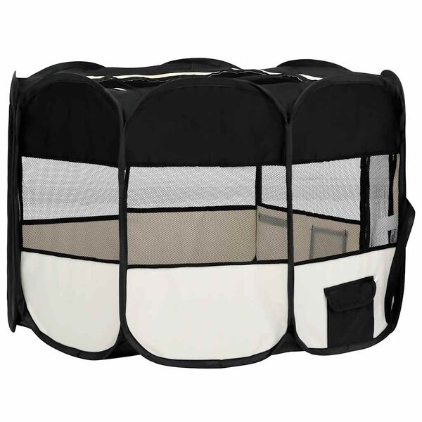 vidaXL Box per Cani Pieghevole con Borsa Trasporto Nero 125x125x61 cm