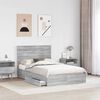 vidaXL Letto con Contenitore con testiera Grigio Sonoma 135 x 190 cm
