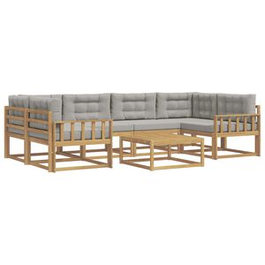 vidaXL Set di divani da esterno 5 pz Bianco e Grigio Chiaro