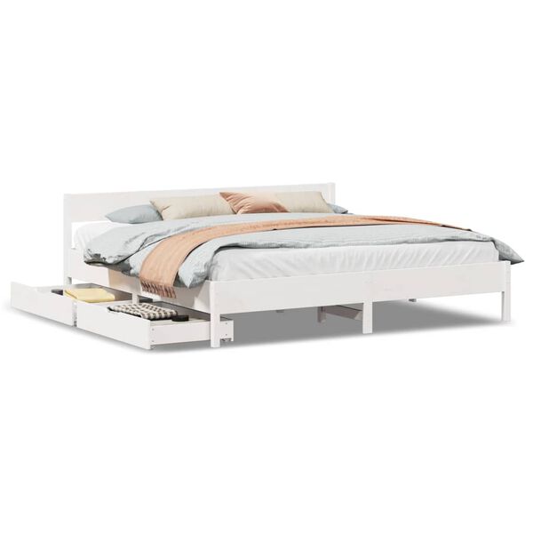 vidaXL Letto senza Materasso Bianco 160x200 cm Legno Massello di Pino
