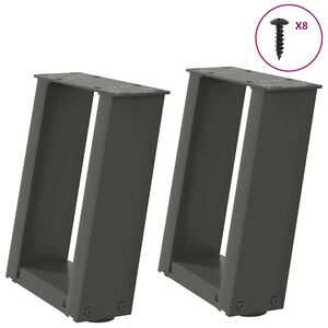 vidaXL Gambe per Tavolino da Caff&egrave; a Forma di U 2 pz Antracite 30x(30-31) cm Acciaio