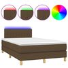 vidaXL Letto a Molle Materasso e LED MarroneScuro 120x190cm in Tessuto