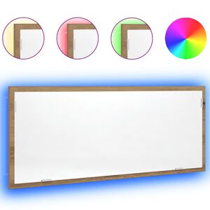 vidaXL Specchio Bagno LED Rovere Artigianale 100x8,5x37 cm Multistrato