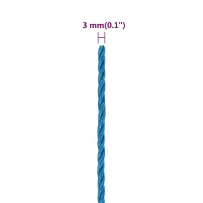 vidaXL Corda da Lavoro Blu 3 mm 50 m in Polipropilene