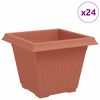 vidaXL Vaso quadrato per fiori 24 pz Rosso Mattone 38 x 38 x 30 cm