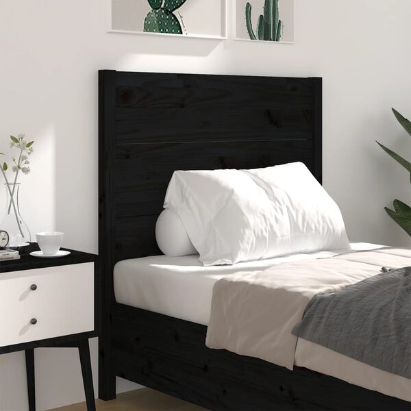 vidaXL Testiera per Letto Nera 96x4x100 cm in Legno Massello di Pino