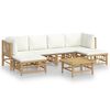 vidaXL Set Salotto da Giardino 7pz con Cuscini Bianco Crema in Bamb&ugrave;