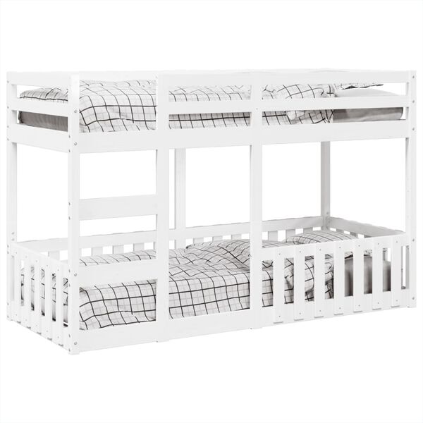vidaXL Letto a Castello Bianco 75x190 cm in Legno Massello di Pino