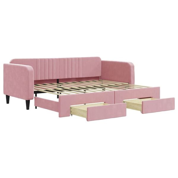 vidaXL Divano Letto Estraibile con Cassetti Rosa 90x200 cm Velluto