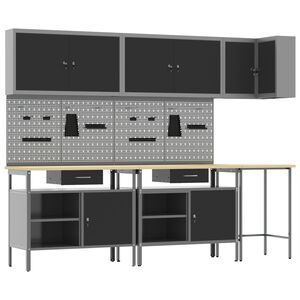 vidaXL Set di mobili da lavoro con cassetto 10 pcs Nero e Grigio