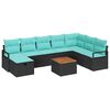 vidaXL Set Divano da Giardino con cuscino 9 pcs Nero polyrattan