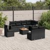 vidaXL Set Divani da Giardino 9 pz con Cuscini Nero in Polyrattan