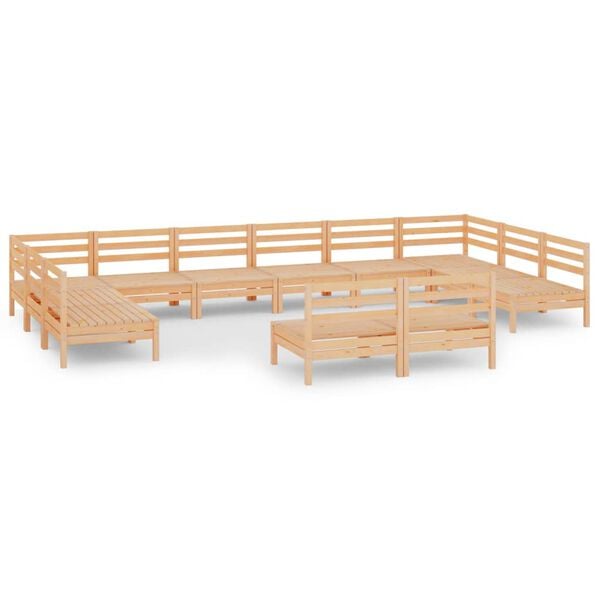 vidaXL Set Salotto da Giardino 12 pz in Legno Massello di Pino