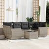 vidaXL Set Divani da Giardino 7pz con Cuscini Grigio Chiaro Polyrattan