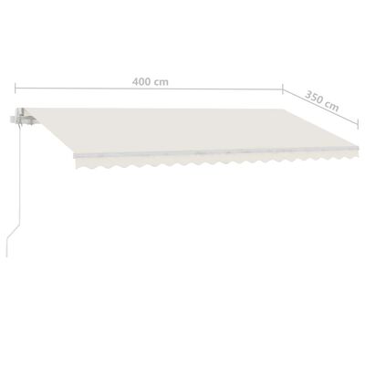 vidaXL Tenda da Sole Retrattile Manuale con LED 400x350 cm Crema