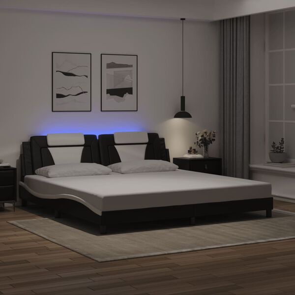 vidaXL Giroletto Viana con LED senza Materasso Nero e Bianco 200x200 cm