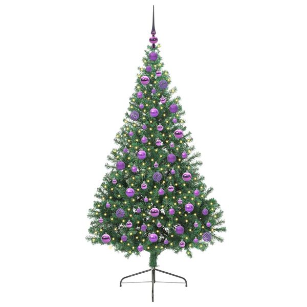 vidaXL Albero di Natale artificiale con luci integrate Verde 180 cm